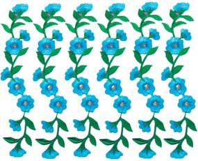 img 4 attached to MSCFTFB Set of 6 Floral Embroidered Iron-On Patches | 9.5 Inch Long | Garment & Shoe Appliques for Jeans, Clothing, Embellishments (Blue)