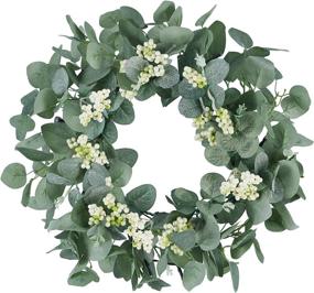 img 3 attached to 🌿 Brwoynn 18 Inch Artificial Eucalyptus Wreath: Green Leaf Front Door Décor for Festival Celebration, Farmhouse Party, Wall, and Window Decoration