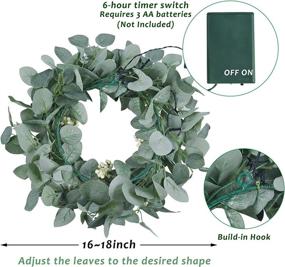 img 2 attached to 🌿 Brwoynn 18 Inch Artificial Eucalyptus Wreath: Green Leaf Front Door Décor for Festival Celebration, Farmhouse Party, Wall, and Window Decoration