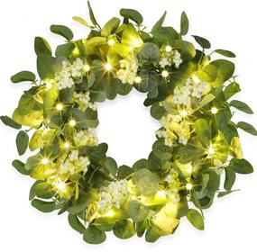 img 4 attached to 🌿 Brwoynn 18 Inch Artificial Eucalyptus Wreath: Green Leaf Front Door Décor for Festival Celebration, Farmhouse Party, Wall, and Window Decoration