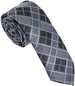 img 4 attached to Dan Smith Checkered Microfiber Mens Skinny Tie - Stylish and Slim Dress Necktie