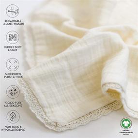 img 3 attached to 👶 Makemake Organics GOTS Certified Organic Cotton Muslin Baby Blanket - Large Size, Breathable Toddler Daycare Bed Blanket for Boys and Girls, Natural Lace (55"x45")