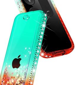 img 2 attached to 💎 E-Began Glitter Liquid Quicksand Waterfall Sparkle Protective Case for Apple TV Siri Remote 4K / 4th / 5th Gen - Diamond Bling Shockproof Cover - Green/Red