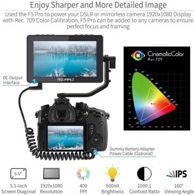 img 3 attached to 📷 FEELWORLD F5 Pro DSLR Camera Field Monitor: 5.5 Inch Touch Screen, 4K HDMI Input/Output, IPS FHD1920x1080, Lightweight Design with Tilt Arm & Sun Shade - External Kit Included