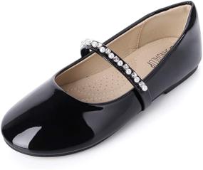 img 4 attached to Sparkling Elegance: SANDALUP Little Ballet Inlaid Rhinestone Girls' Flats