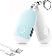 safesound personal alarm siren song 2 pack - white & blue, 130db self defense alarm keychain with emergency led flashlight & usb rechargeable - security devices for women logo