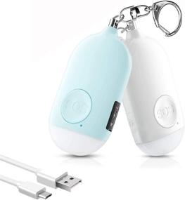 img 4 attached to Safesound Personal Alarm Siren Song 2 Pack - White & Blue, 130dB Self Defense Alarm Keychain with Emergency LED Flashlight & USB Rechargeable - Security Devices for Women