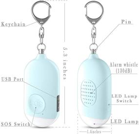 img 1 attached to Safesound Personal Alarm Siren Song 2 Pack - White & Blue, 130dB Self Defense Alarm Keychain with Emergency LED Flashlight & USB Rechargeable - Security Devices for Women