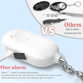 img 3 attached to Safesound Personal Alarm Siren Song 2 Pack - White & Blue, 130dB Self Defense Alarm Keychain with Emergency LED Flashlight & USB Rechargeable - Security Devices for Women