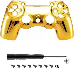 img 2 attached to 🎮 Upgrade Your PS4 Controller with eXtremeRate Custom Faceplate Cover - Chrome Gold Edition for PS4 Slim Pro Controller (CUH-ZCT2/JDM-040/050/055) - Controller NOT Included