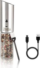 img 4 attached to 🧂 Zeesa Rechargeable Electric Salt and Pepper Grinder, Automatic Pepper Mill with Gravity Salt Mill, Refillable Design