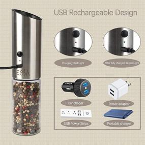 img 3 attached to 🧂 Zeesa Rechargeable Electric Salt and Pepper Grinder, Automatic Pepper Mill with Gravity Salt Mill, Refillable Design