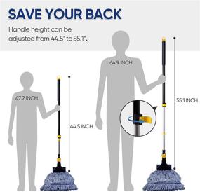 img 2 attached to 🧹 Yocada Commercial-Grade Cotton Wet Mop with Looped-End String for Heavy-Duty Industrial Floor Cleaning – Telescopic Iron Pole with Jaw Clamp (55.1'')