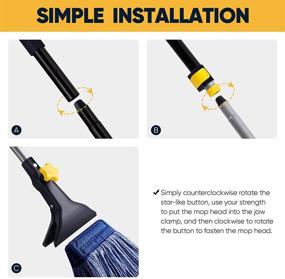 img 3 attached to 🧹 Yocada Commercial-Grade Cotton Wet Mop with Looped-End String for Heavy-Duty Industrial Floor Cleaning – Telescopic Iron Pole with Jaw Clamp (55.1'')