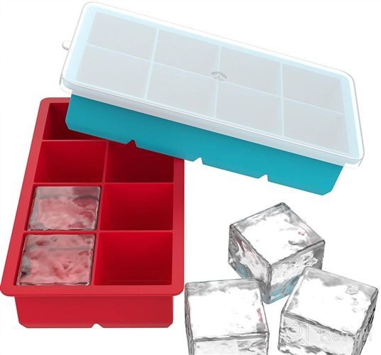 img 1 attached to 🧊 Ice Cube Trays - Premium Silicone Ice Cube Tray with Lid for Easy Release - Stackable & Dishwasher Safe - Great for Food, Cocktails, Whiskey, Chocolate review by Carla Anderson