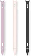 3 pack silicone case for apple pencil 2nd generation: cute grip sleeve & protective covers for ipad pro 11 12.9 inch 2018 - purple, pink, black logo