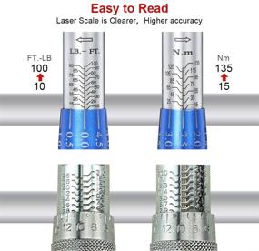 img 3 attached to Набор динамометрических ключей BULLTOOLS 3/8 дюйма с двунаправленным щелчком: высокая точность, 90-зубая головка, 10-100 фунт-фут/20-135 Нм, с застежкой