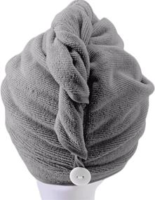 img 2 attached to 👒 Polyte Microfiber Hair Turban Wrap Drying Towel - 12x28 Large, 2 Dark Gray: Fast-Drying and Absorbent!