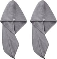 👒 polyte microfiber hair turban wrap drying towel - 12x28 large, 2 dark gray: fast-drying and absorbent! logo
