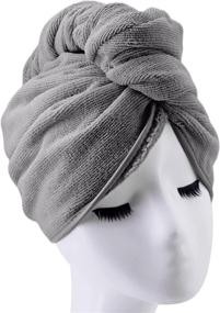 img 3 attached to 👒 Polyte Microfiber Hair Turban Wrap Drying Towel - 12x28 Large, 2 Dark Gray: Fast-Drying and Absorbent!
