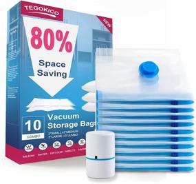 img 4 attached to Space-Saving Vacuum Storage Bags: Reusable and Electrically Sealed - Pack of 10 (Combo) for Clothes, Pillows, Comforters, Travel