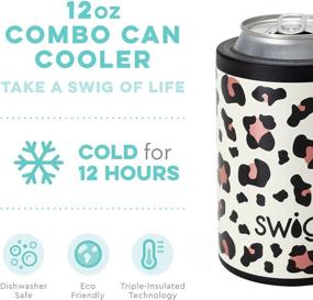 img 3 attached to Swig Life Luxy Leopard Print Standard Can + Bottle Cooler: Stainless Steel, Triple Insulated Can Sleeve for 12oz Cans or Bottles, Dishwasher Safe