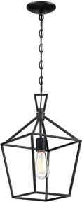 img 4 attached to 🏡 MOTINI 1-Light Black Lantern Pendant Light for Foyer - Farmhouse Small Cage Ceiling Pendant Lighting Fixture for Kitchen Island, Dining Room, or Entryway