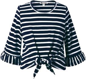 img 4 attached to 👚 Sleeve Striped T-Shirt for Girls - Mirawise Girls' Clothing Tops, Tees & Blouses