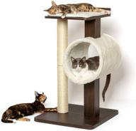 🐱 modern cat tree house &amp; tall scratching post (33&#34; tall) by petfusion. stylish and neutral platforms with espresso finish logo