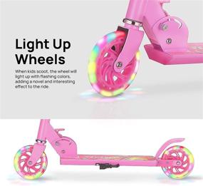 img 2 attached to Kids Scooter with Light Up Wheels - Perfect Christmas Birthday Gift for Ages 6-12, Boys and Girls - Easy Folding, Adjustable Handlebar, and Rear Brake - Ideal for Ages 3-5