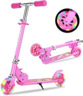 kids scooter with light up wheels - perfect christmas birthday gift for ages 6-12, boys and girls - easy folding, adjustable handlebar, and rear brake - ideal for ages 3-5 logo