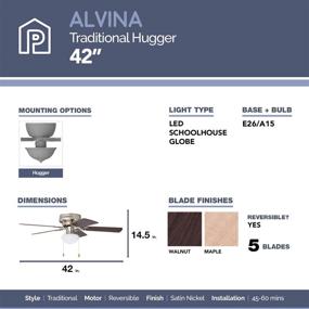 img 1 attached to 🔆 Prominence Home 80029-01 Alvina LED Globe Light Hugger Ceiling Fan, 42 inches, Satin Nickel