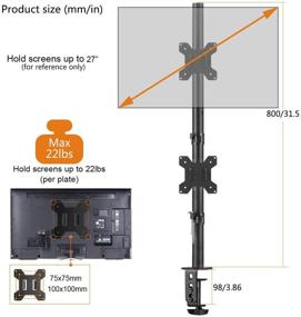 img 1 attached to Двузонный вертикальный полностью регулируемый кронштейн Bracwiser для двух мониторов размером 13-27 дюймов, весом 22 фунта, для монитора компьютера 13 15 17 19 20 22 23 24 26 27 дюймов VESA 75 100 (MD7802)