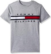 👕 boys short sleeve crew-neck t-shirt by tommy hilfiger - 100% cotton, solid color, signature embroidered logo logo