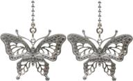 🦋 decorative ceiling fan pull chain pendant extension, 12-inch butterfly chromium finish fan pulls with beaded ball chains extender ornament and connector (2-pack) логотип