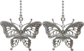 img 4 attached to 🦋 Decorative Ceiling Fan Pull Chain Pendant Extension, 12-Inch Butterfly Chromium Finish Fan Pulls with Beaded Ball Chains Extender Ornament and Connector (2-Pack)