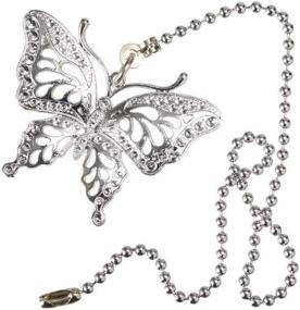 img 2 attached to 🦋 Decorative Ceiling Fan Pull Chain Pendant Extension, 12-Inch Butterfly Chromium Finish Fan Pulls with Beaded Ball Chains Extender Ornament and Connector (2-Pack)