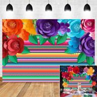 🎉 mexican stripe party supplies banner - colorful paper flower fiesta photography backdrop (7x5ft vinyl) for cinco de mayo, carnival festival, birthday, baby shower - photo booth decoration & background logo