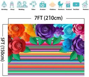 img 1 attached to 🎉 Mexican Stripe Party Supplies Banner - Colorful Paper Flower Fiesta Photography Backdrop (7x5ft Vinyl) for Cinco De Mayo, Carnival Festival, Birthday, Baby Shower - Photo Booth Decoration & Background