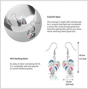 img 1 attached to 🌈 Stunning ECOLVANT Opal Colorful Leaves Sterling Silver Dangle Earrings - Ideal for Women, Girls, Birthday Party, and Fashion