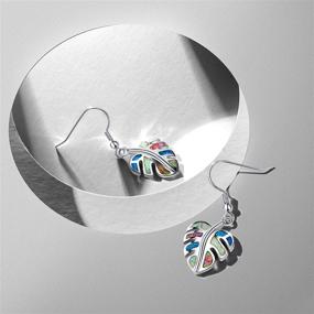 img 3 attached to 🌈 Stunning ECOLVANT Opal Colorful Leaves Sterling Silver Dangle Earrings - Ideal for Women, Girls, Birthday Party, and Fashion