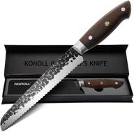 🔪 konoll 8-inch pro serrated bread knife - forged high carbon steel cake slicing cutter - thunder-k series logo