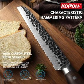 img 1 attached to 🔪 KONOLL 8-Inch Pro Serrated Bread Knife - Forged High Carbon Steel Cake Slicing Cutter - Thunder-K Series