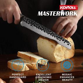 img 2 attached to 🔪 KONOLL 8-Inch Pro Serrated Bread Knife - Forged High Carbon Steel Cake Slicing Cutter - Thunder-K Series