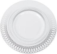 🍽️ exquisite 60-pack of luxury disposable plastic plates for upscale parties - elegant lace trim designs in gold, silver, and rose gold - 30x10.25" dinner plates and 30x7.5" dessert/salad plates (silver) logo