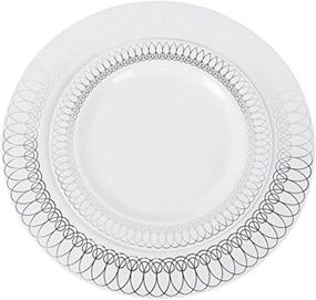 img 3 attached to 🍽️ Exquisite 60-Pack of Luxury Disposable Plastic Plates for Upscale Parties - Elegant Lace Trim Designs in Gold, Silver, and Rose Gold - 30x10.25" Dinner Plates and 30x7.5" Dessert/Salad Plates (Silver)