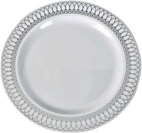 img 1 attached to 🍽️ Exquisite 60-Pack of Luxury Disposable Plastic Plates for Upscale Parties - Elegant Lace Trim Designs in Gold, Silver, and Rose Gold - 30x10.25" Dinner Plates and 30x7.5" Dessert/Salad Plates (Silver)