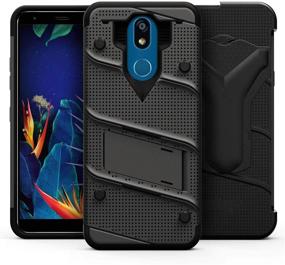 img 1 attached to 📱 ZIZO Bolt Series LG K40 Case with Kickstand & Belt Clip Holster - Military-Grade Drop Protection, Metal Gray Black, Compatible with LG Harmony 3