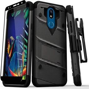 img 4 attached to 📱 ZIZO Bolt Series LG K40 Case with Kickstand & Belt Clip Holster - Military-Grade Drop Protection, Metal Gray Black, Compatible with LG Harmony 3