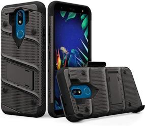 img 3 attached to 📱 ZIZO Bolt Series LG K40 Case with Kickstand & Belt Clip Holster - Military-Grade Drop Protection, Metal Gray Black, Compatible with LG Harmony 3